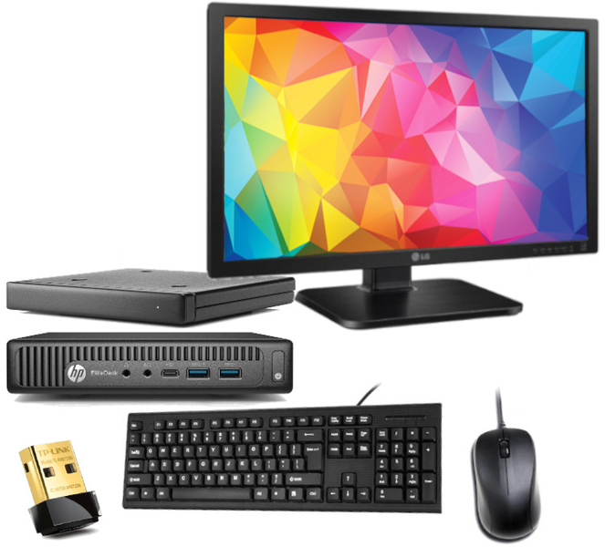 ZESTAW KOMPUTEROWY HP 800 G2 DM i5-6500T 8GB 480GB SSD WIN 10 HOME + LG 24MB37PM 24" IPS LED + WIFI TP-LINK + MYSZ, KLAWIATURA, OKABLOWANIE